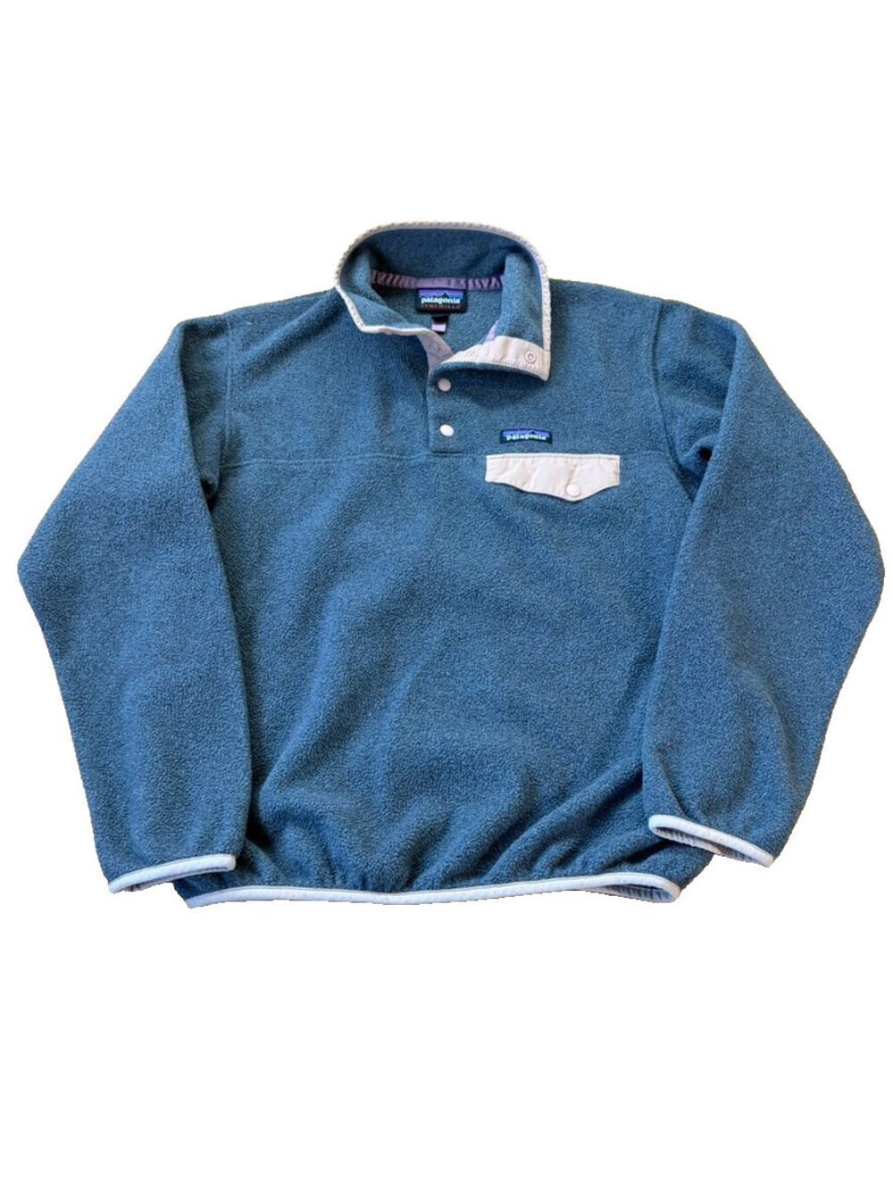 Patagonia Synchilla Snap-T Fleece Small Slate Blue Beige Trim Gorpcore